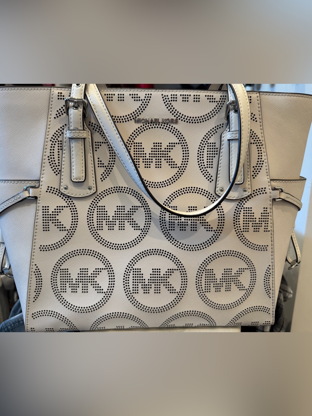 Michael Kors‎ Perforated Logo Cream Tote